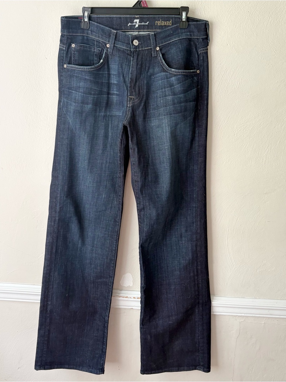 7 For All Mankind Dark Wash Relaxed Jeans 31x32